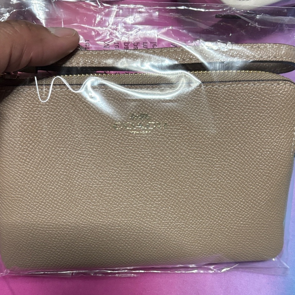 Coach Beige Leather Wristlet